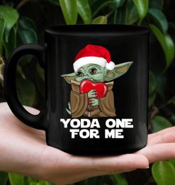 Baby Yoda One For Me Heart Premium Sublime Ceramic Coffee Mug Black