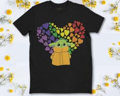 Baby Yoda Star Wars The Mandalorian The Child Rainbow Hearts T-Shirt