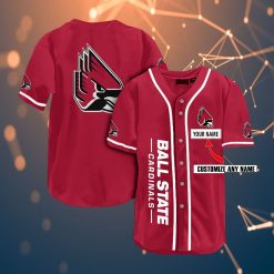 Ball State Cardinals Personalized Name Ncaa Fans Team 3d Customization Gifts Baseball Jersey