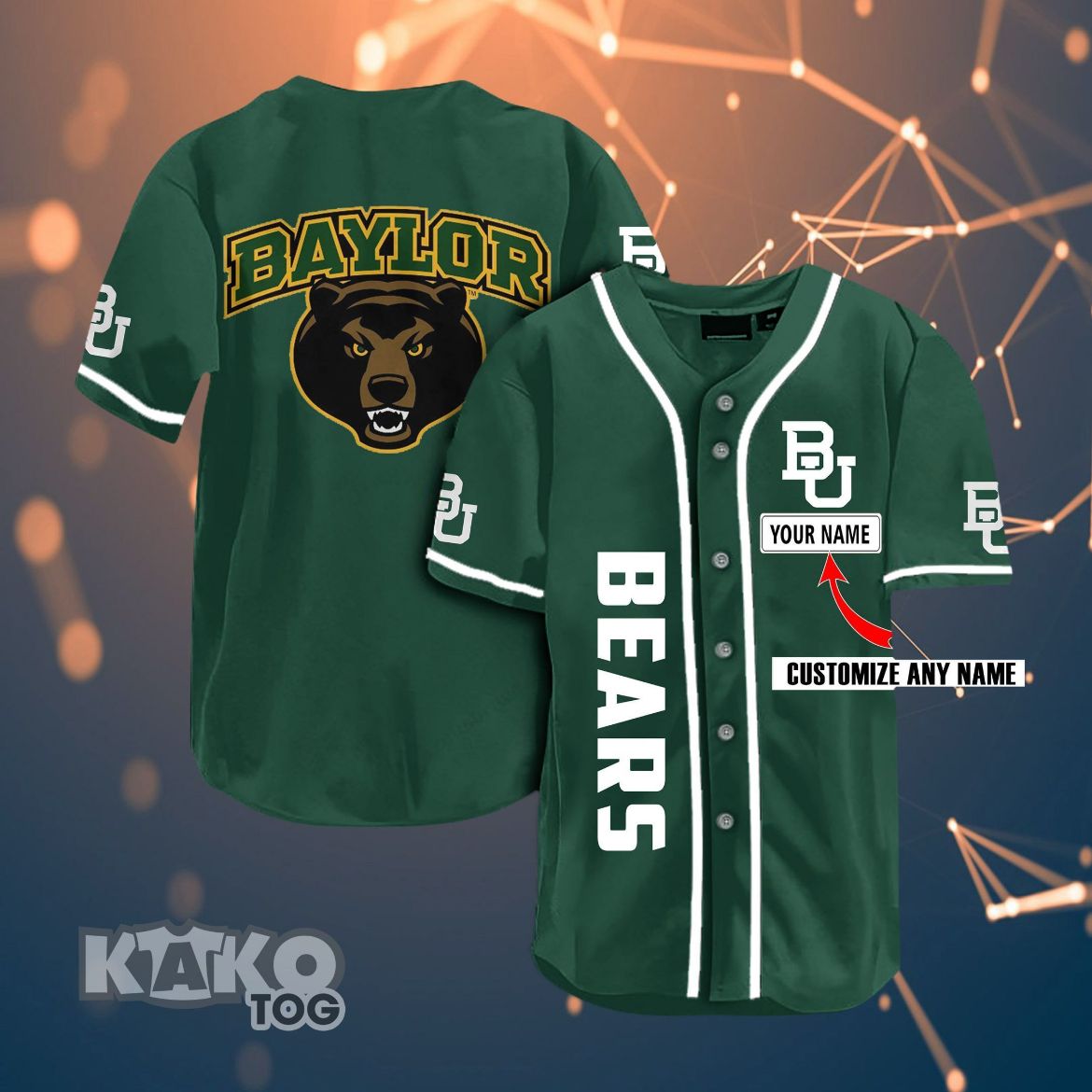Baylor Bears Personalized Name Ncaa Fans Team 3d Customization Gifts Baseball Jersey