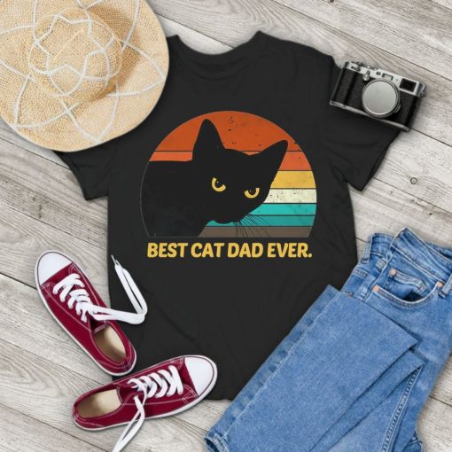 Best Cat Dad Ever Funny Vintage T-Shirt