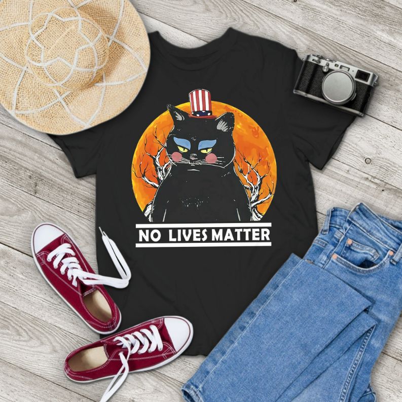 Black Cat No Lives Matter Sunset Vintage T-Shirt