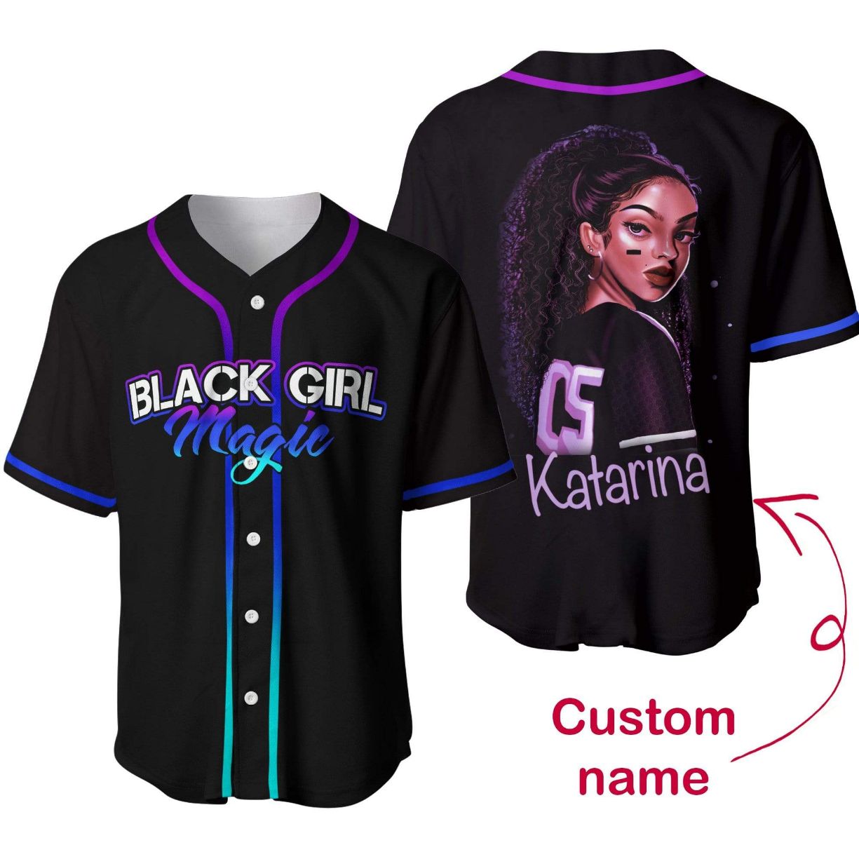 Black Girl Magic Custom Personalized Name Baseball Jersey kv