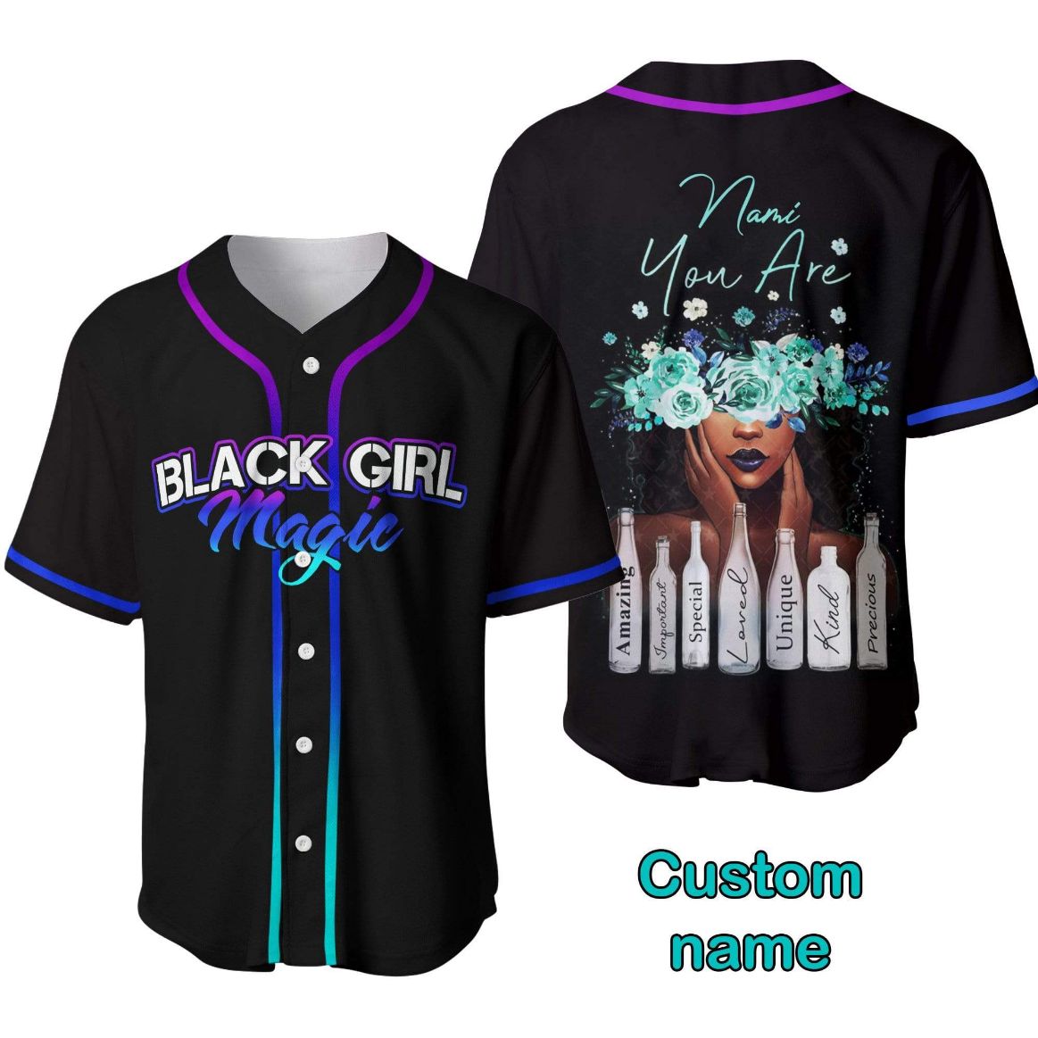 Black Girl Magic You Are Amazing Custom Personalized Name Baseball Jersey kv