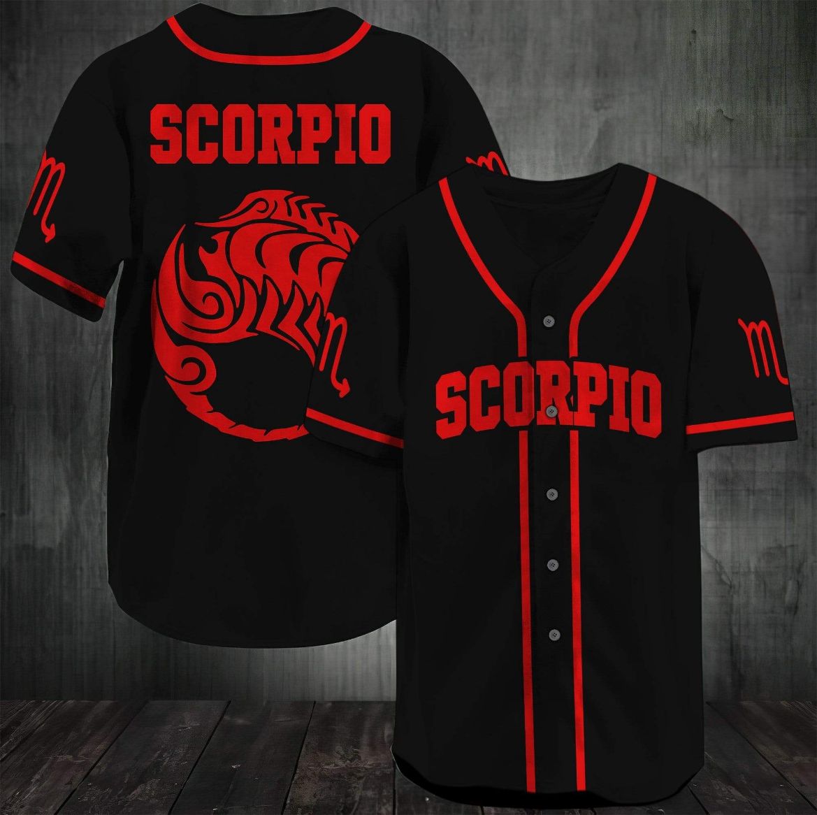 Black Red Scorpio Zodiac Personalized 3d Baseball Jersey