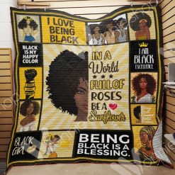 Black Women I Love Being Black Quilt Blanket