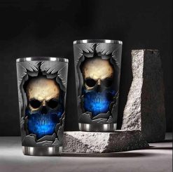 Blue Light Skull Break The Wall Stainless Steel Cup