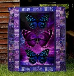Blue Monarch Butterfly Quilt Blanket