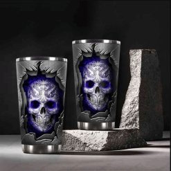 Blue Tattoo Skull Break The Wall Stainless Steel Cup