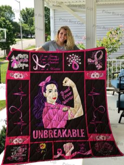 Breast Cancer Awareness I Am Strong I Am Powerful Quilt Blanket