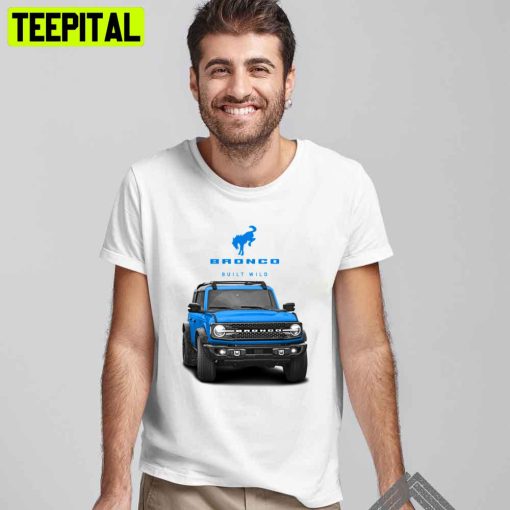 Bronco And Logo Velocity Blue Jeep Unisex T-Shirt