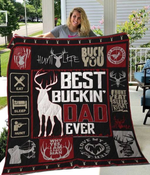 Buckin Hunting BestDad Ever Quilt Blanket