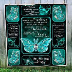 Butterfly Silver Theme I Am With You Always Quilt Blanket