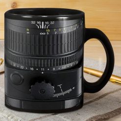 Camera Lens Premium Sublime Ceramic Coffee Mug Black