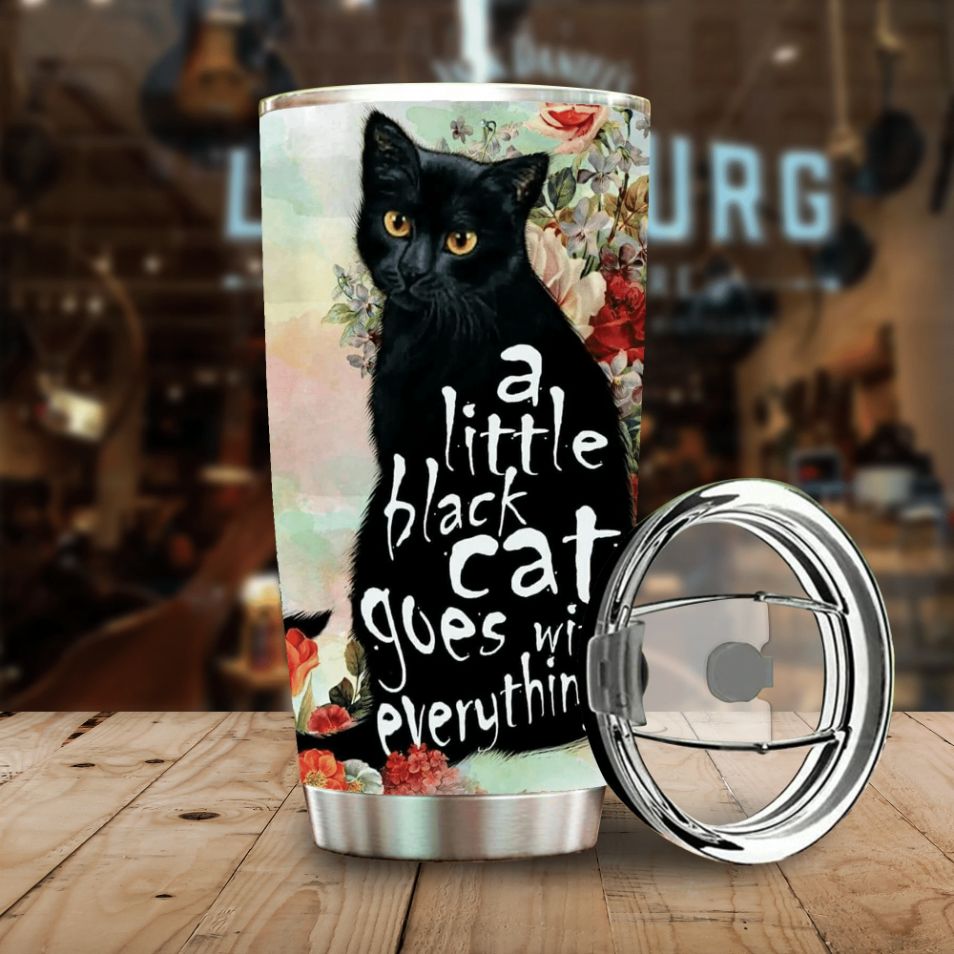 Cat A Little Black Cat Goes With Everything Stainless Steel Cup