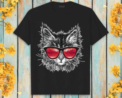 Cat Party Glasses Cat Pet Lover Cute Cat Face Unisex T-Shirt