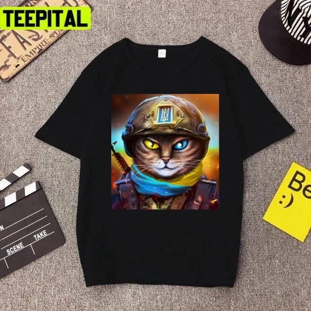 Cat Ukrainian Soldier Hey Hey Rise Up Unisex T-Shirt
