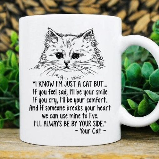 Cats I Know I’m Just A Cat But If You Feel Sad I’ll Be Your Smile If You Cry I’ll Be Your Comfort Premium Sublime Ceramic Coffee Mug White