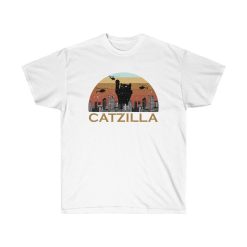 Catzilla Japanese Vintage Sunset Style Cat Kitten Lover Unisex Ultra Cotton Tee Shirt