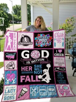 Cheerleading God Is Within Her And She Will Not Fall Quilt Blanket