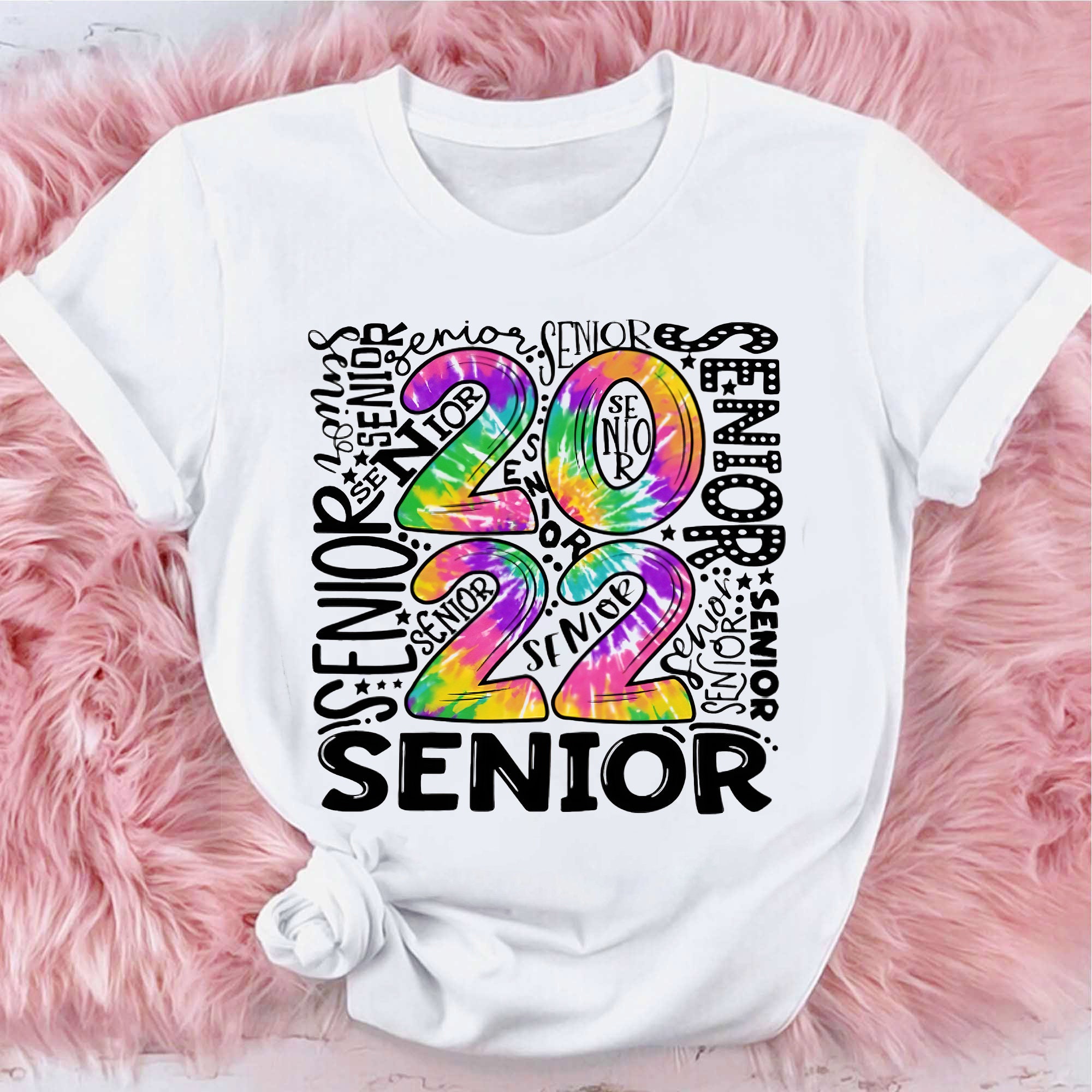 Colorful Art Text Tie Dye Seniors 2022 Graduation Day Unisex T-Shirt