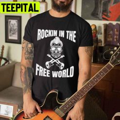 Cool Skull Rockin In The Free World Unisex T-Shirt