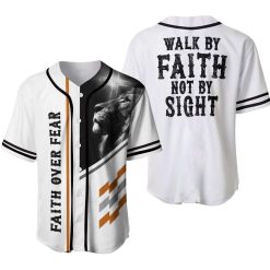Cross Lion Walk By Faith Not By Sight Personalized 3d Baseball Jersey kv