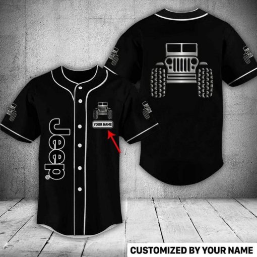 Custom Personalized Name Jeep Steel Black Baseball Jersey