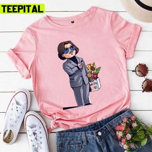 Cute Art Johnny Depp With Love Design Unisex T-Shirt