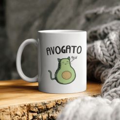 Cute Cat Avocado Ceramic Coffee Mug