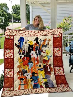 Cute Colorful Dog Quilt Blanket