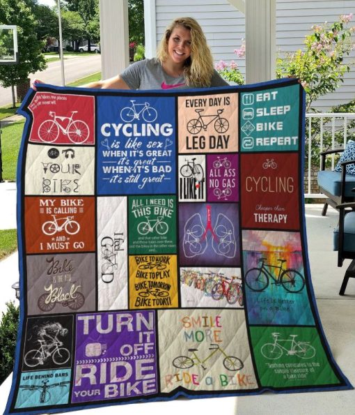 Cycling My Bike Is Calling And I Must Go Quilt Blanket