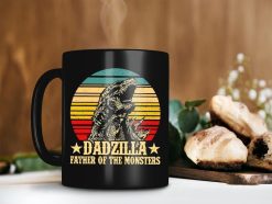 Dadzilla Father Of The Monsters Mug Godzilla Vs Kong 2021 Mug Vintage Retro Mug Kong Skull Island Premium Sublime Ceramic Coffee Mug Black