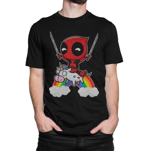 Deadpool Riding a Unicorn Vintage T-Shirt