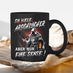 Death So Viele Arschlocher Aber Nur Eine Sense Premium Sublime Ceramic Coffee Mug Black