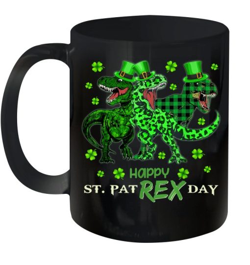 Dinosaur Trex Happy St Patrex Day Patrick’s Day Premium Sublime Ceramic Coffee Mug Black