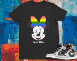 Disney Mickey And Friends Minnie Mouse Love Wins Rainbow Bow  Unisex Gift T-Shirt