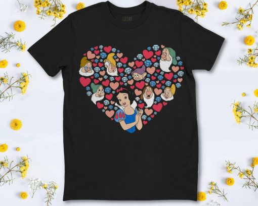 Disney Snow White and the Seven Dwarfs Heart Valentines Day Unisex T-Shirt