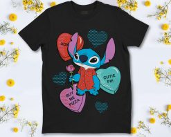 Disney Stitch Funny Candy Hearts Valentines Day T-Shirt