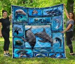 Dolphin Couple Quilt Blanket