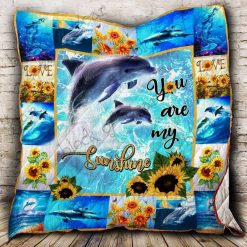 Dolphin Sunflower My Sunshine Quilt Blanket