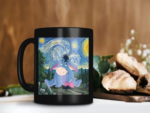 Eeyore In Canvas Mug Starry Night Mug Van Gogh Mug Pooh Lover Gift Disney Premium Sublime Ceramic Coffee Mug Black