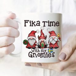 Fika Time With My Gnomies Ii Premium Sublime Ceramic Coffee Mug White