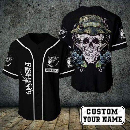 Fishing Skull Custom Personalized Name Baseball Jersey