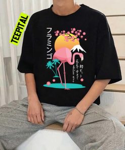 Flamingo Japanese Sunset Fuji Unisex Sweatshirt