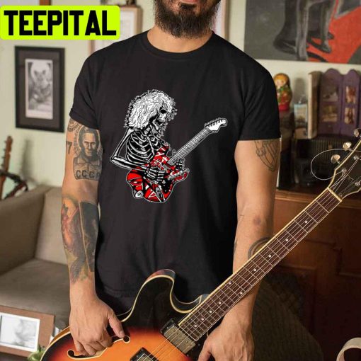 Funny Skeleton Playing Guitar Van Halen Unisex T-Shirt