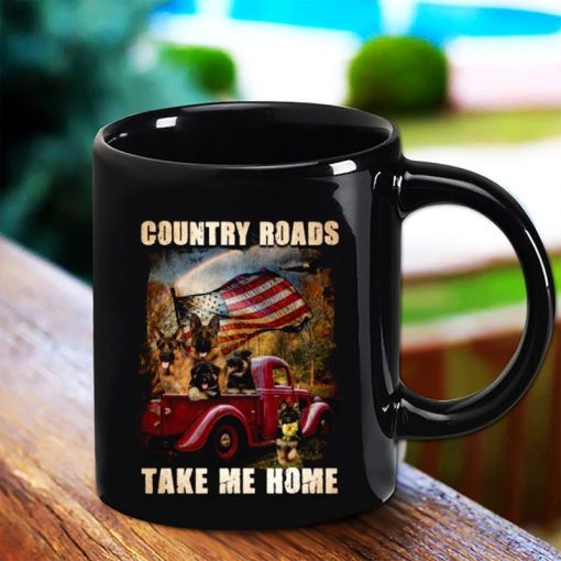 German Shepherd Country Roads Take Me Home Dogs Lover Pet Lover Great Premium Sublime Ceramic Coffee Mug Black