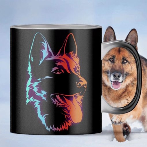 German Shepherd Dog Neon Premium Sublime Ceramic Coffee Mug Black