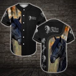 Gift For Father Love Black Horse Personalized 3d Baseball Jersey