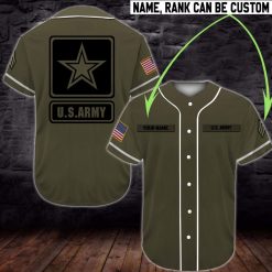 Gift For Father Personalized Name And Rank Us Army Olive Baseball Jersey